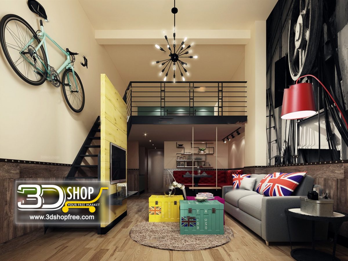 Living Room 3d Max Interior Scene
