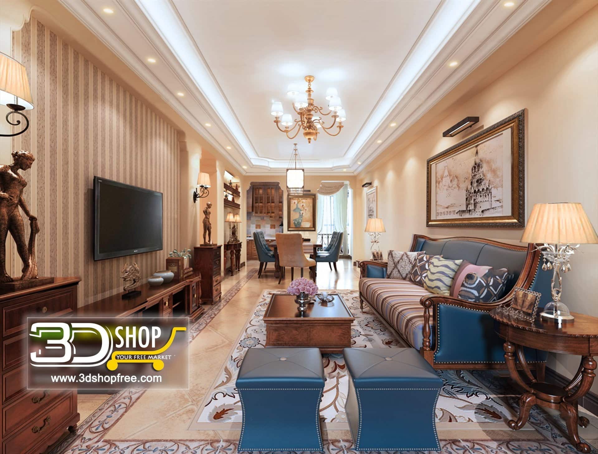 Living Room 3d Max Interior Scene