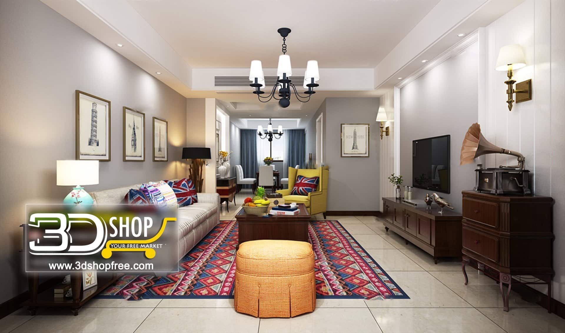 Living Room 3d Max Interior Scene