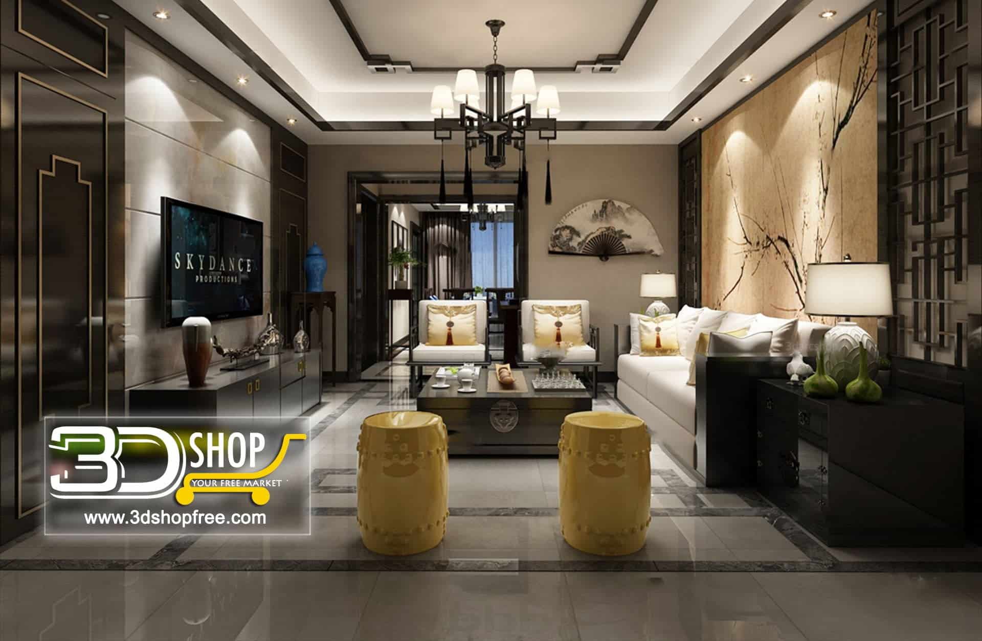 Living Room 3d Max Interior Scene