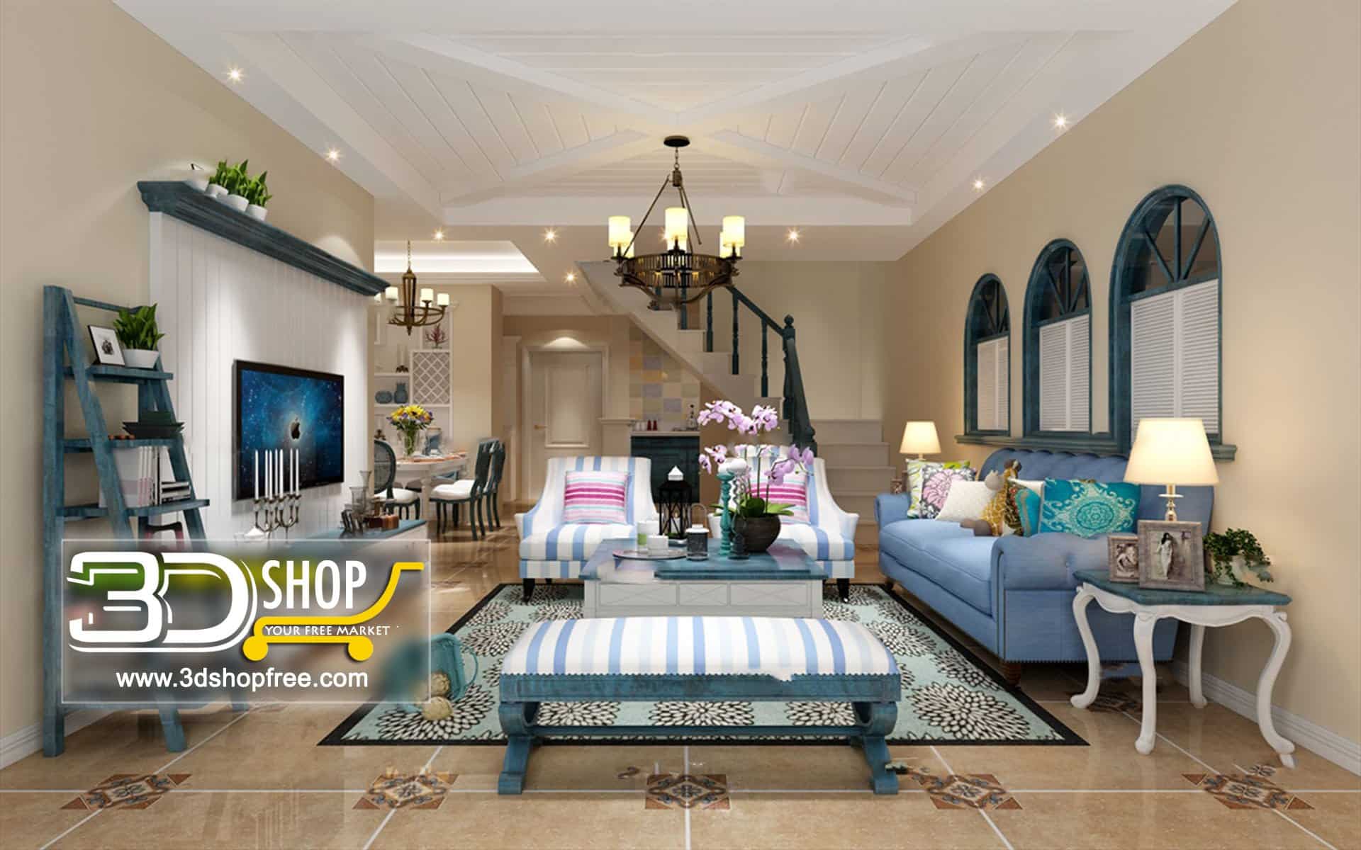 Living Room 3d Max Interior Scene