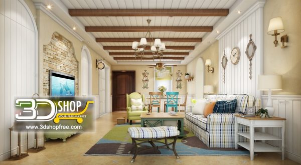 360 Living Room 3d Max Interior Scene