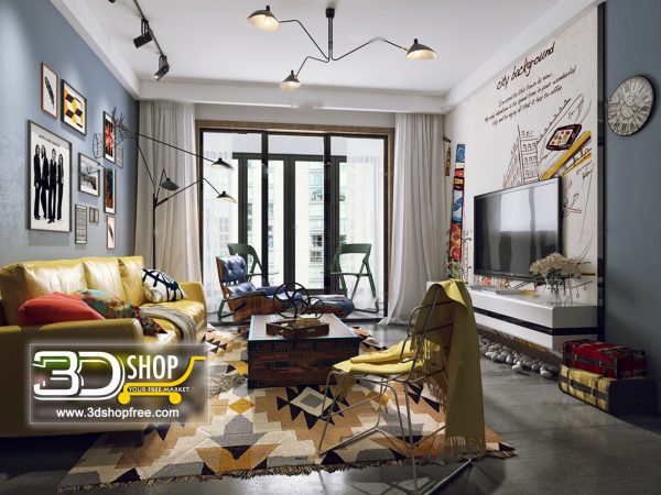Living Room 3d Max Interior Scene 366