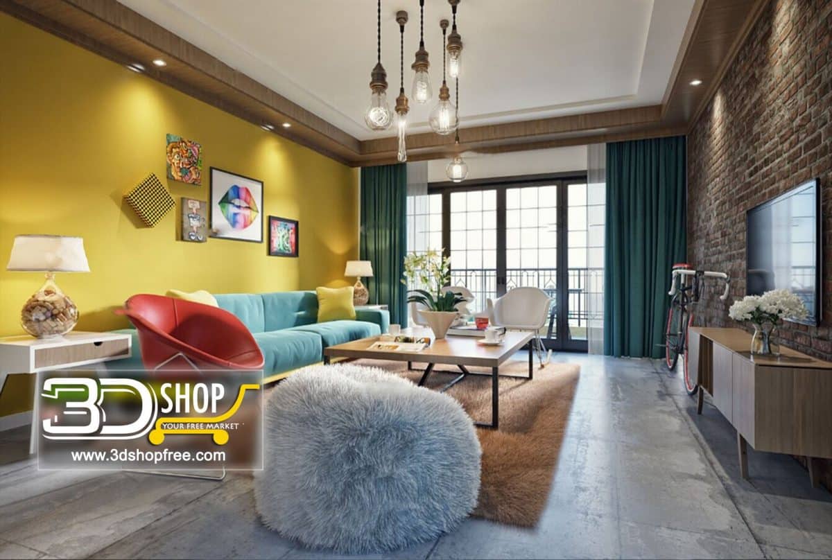 Living Room 3d Max Interior Scene