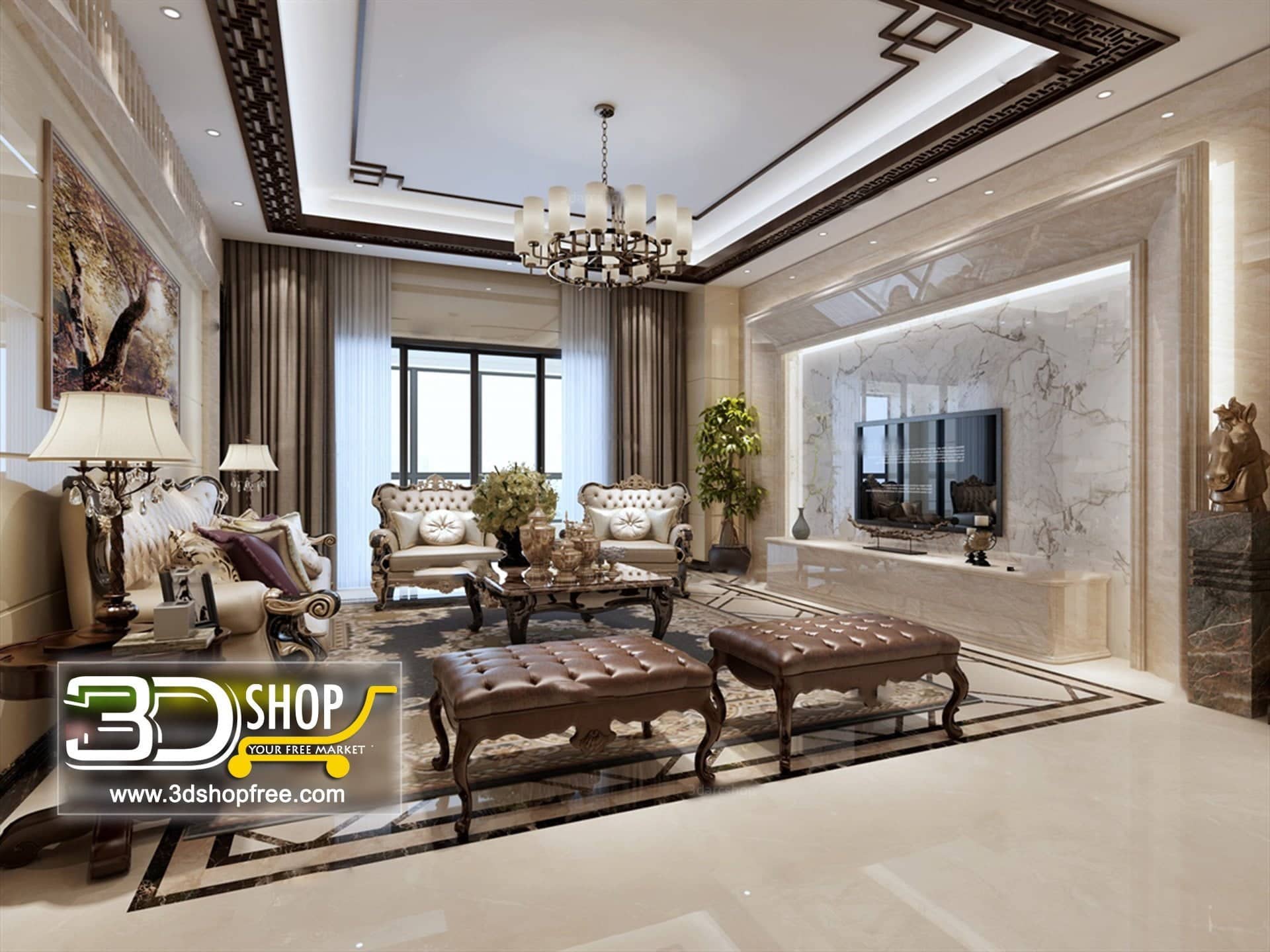 Living Room 3d Max Interior Scene