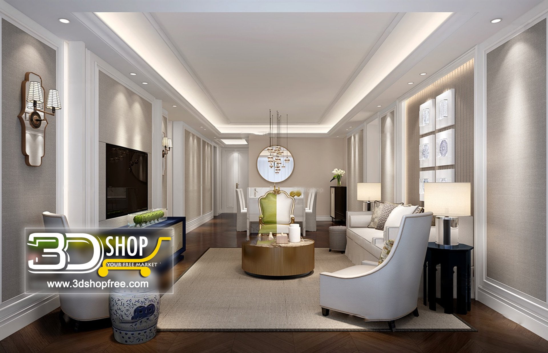 Living Room 3d Max Interior Scene