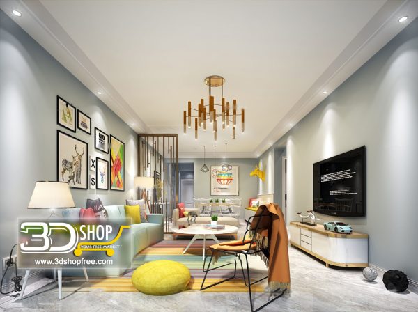 Living Room 3d Max Interior Scene 395