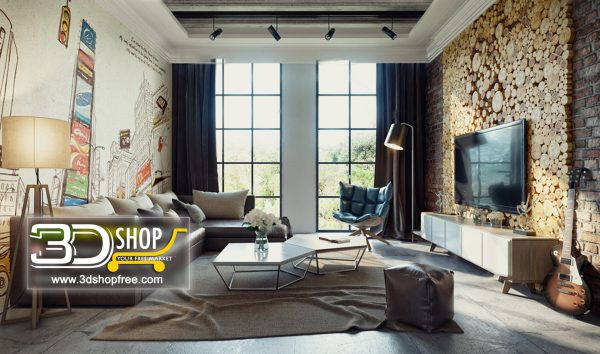 Living Room 3d Max Interior Scene 399