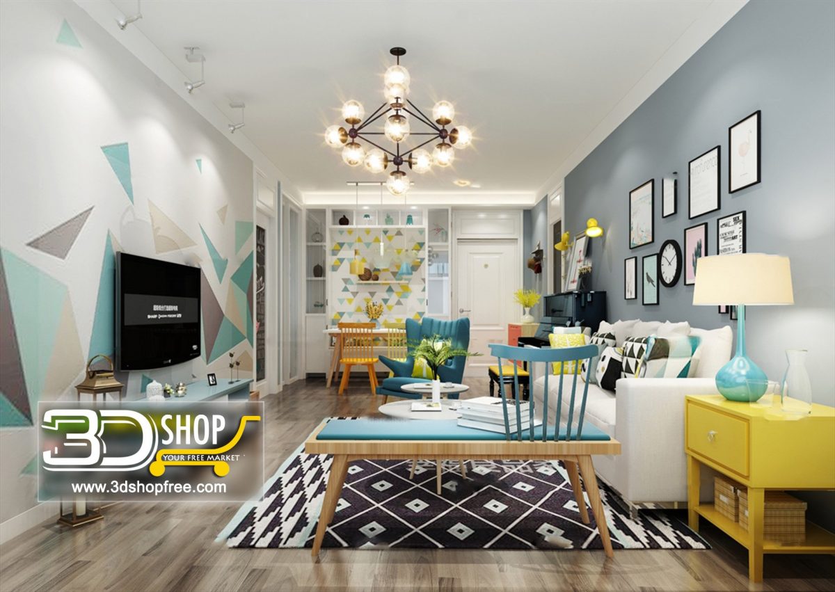 Living Room 3d Max Interior Scene