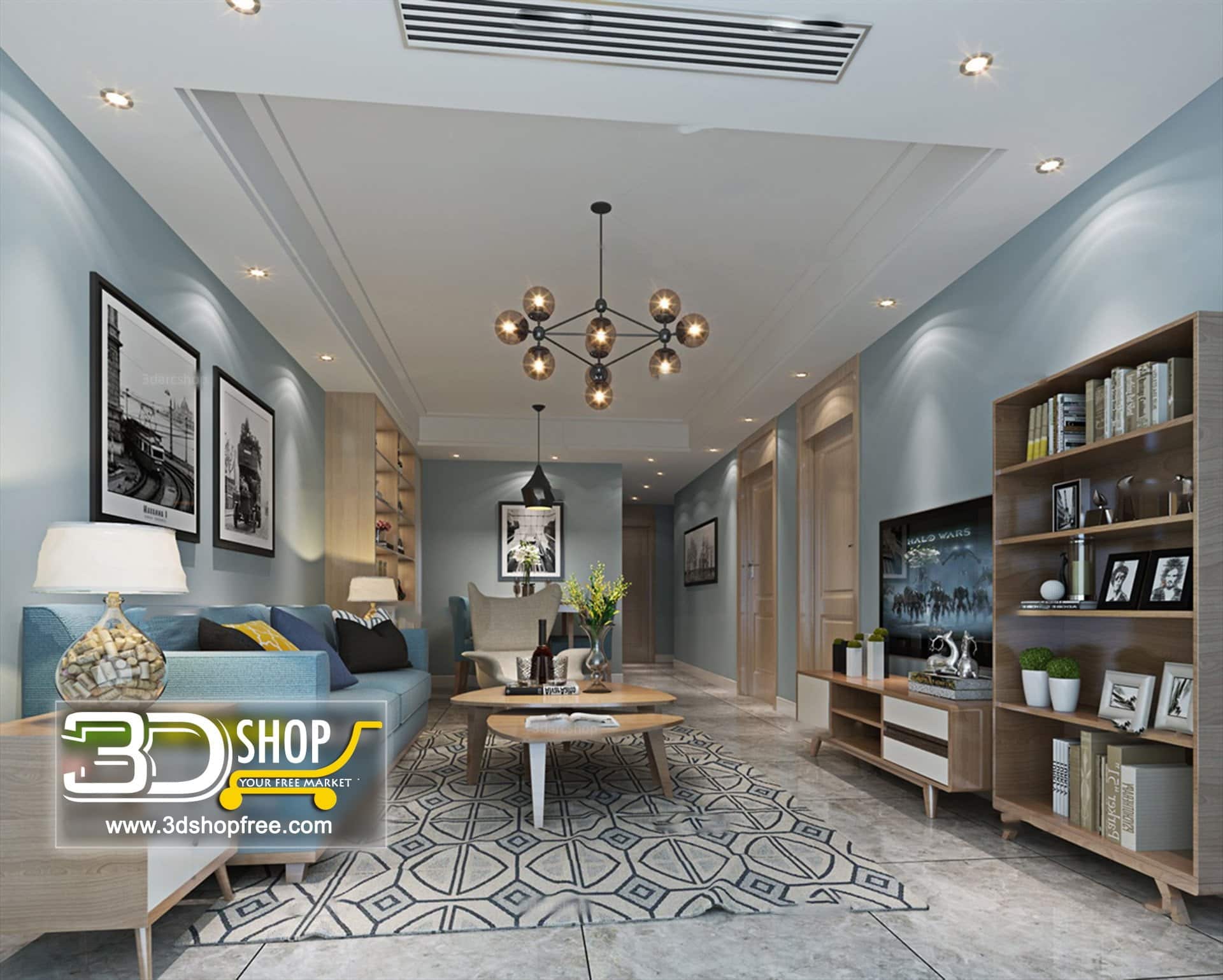 Living Room 3d Max Interior Scene