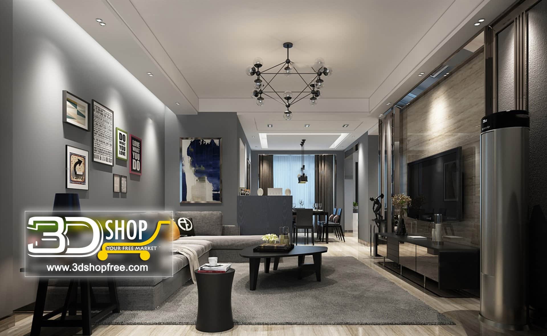 Living Room 3d Max Interior Scene