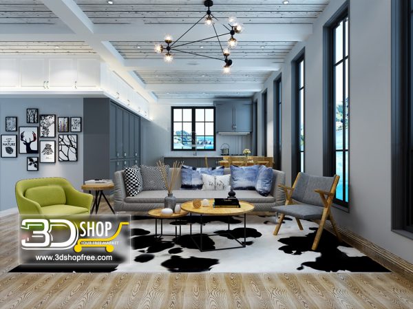 Living Room 3d Max Interior Scene 417