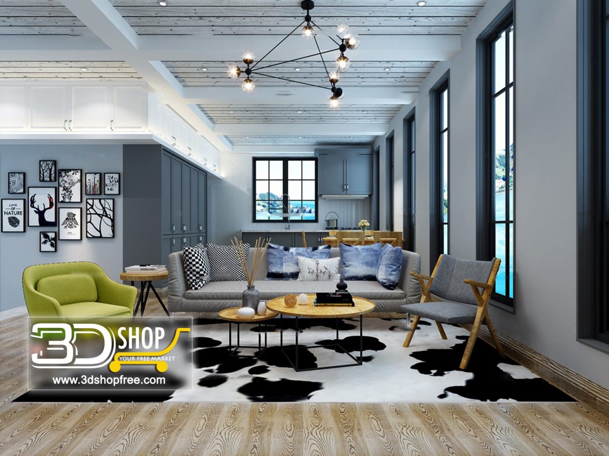 Living Room 3d Max Interior Scene