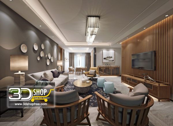 Living Room 3d Max Interior Scene 428