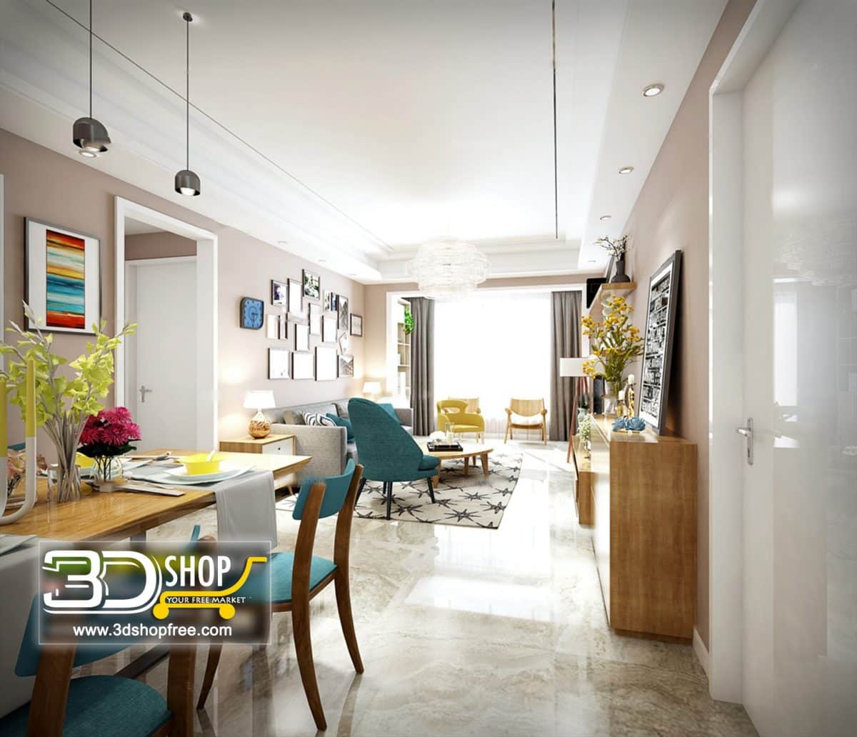 Living Room 3d Max Interior Scene