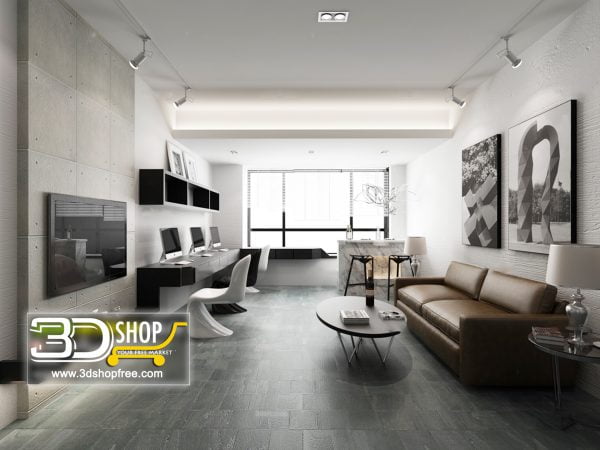 Living Room 3d Max Interior Scene 442