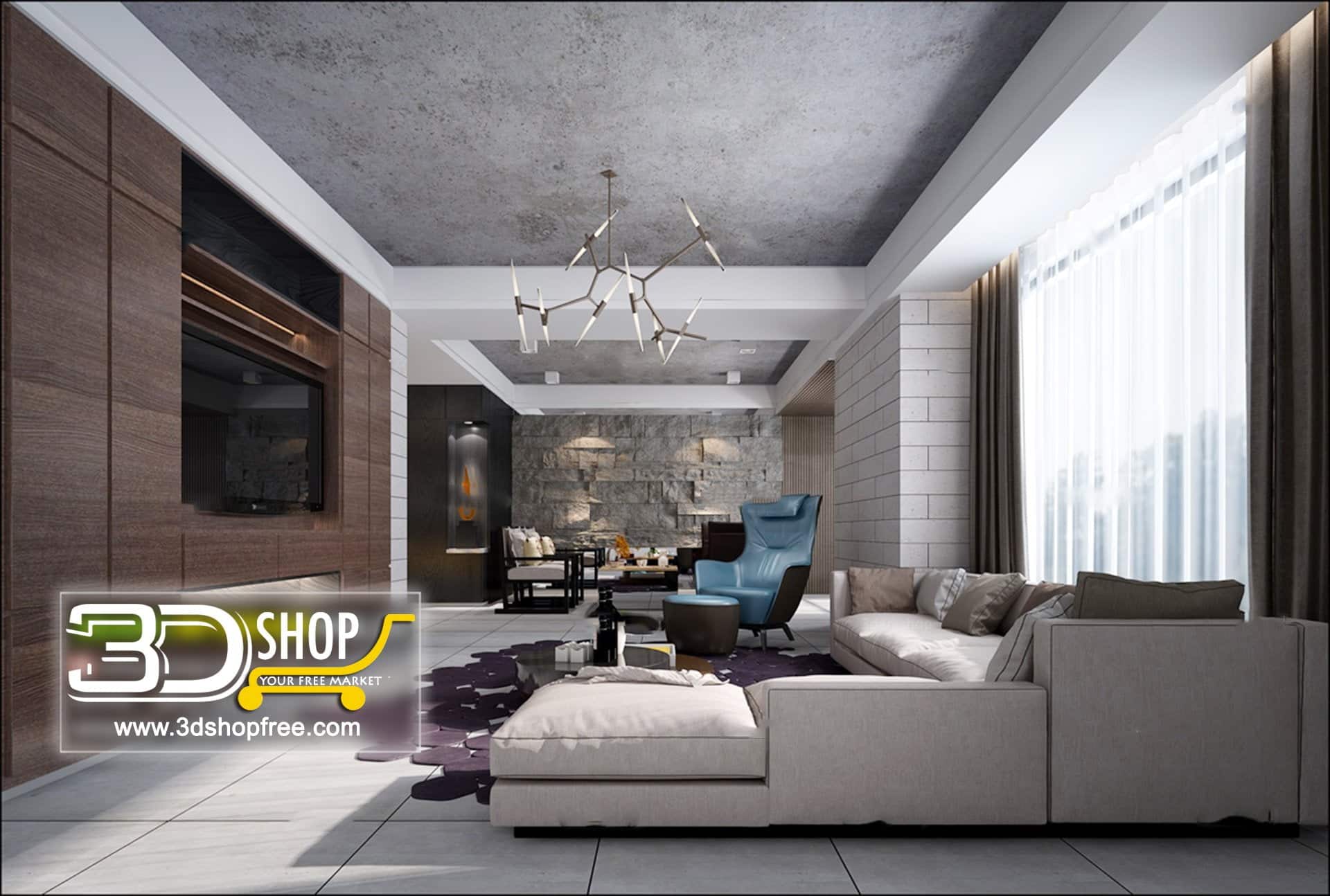 Living Room 3d Max Interior Scene
