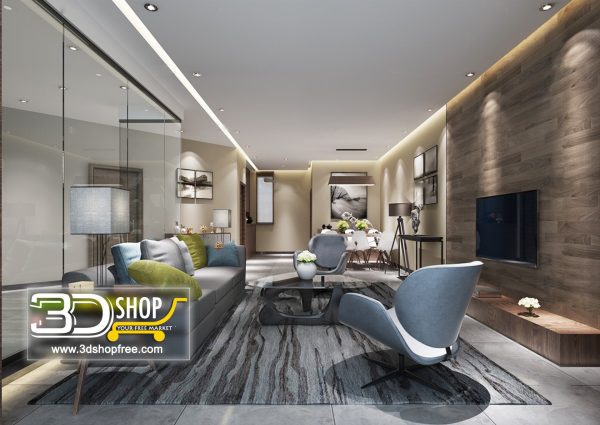 Living Room 3d Max Interior Scene