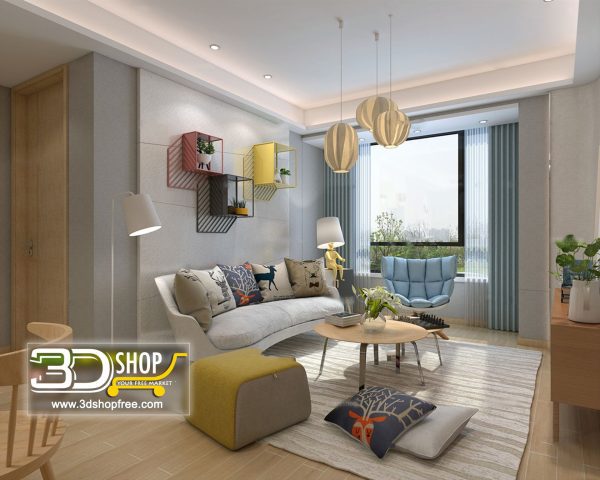 Living Room 3d Max Interior Scene 453