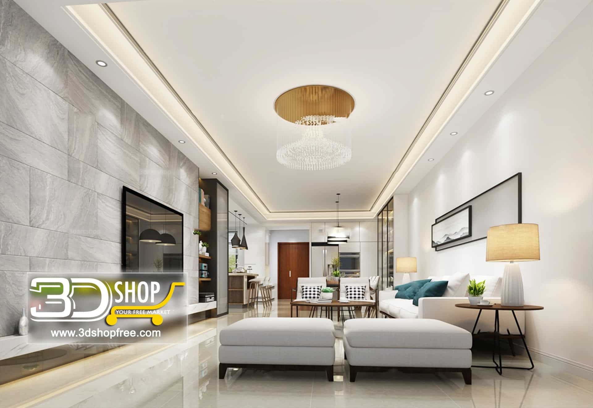 Living Room 3d Max Interior Scene