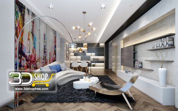 Living Room 3d Max Interior Scene 475