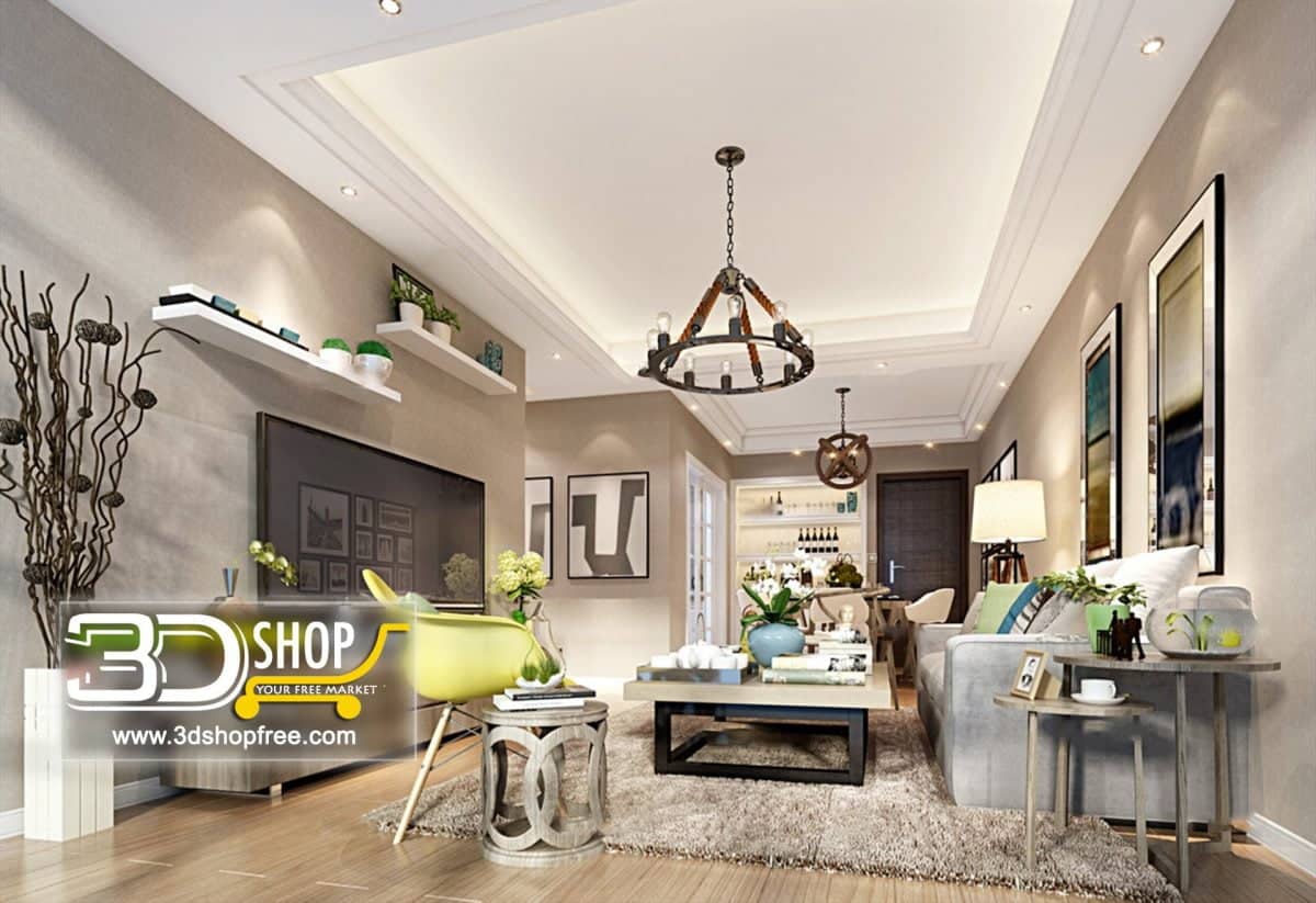 Living Room 3d Max Interior Scene