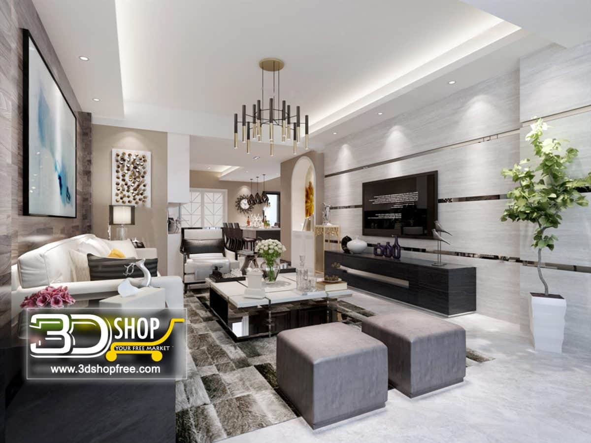 Living Room 3d Max Interior Scene