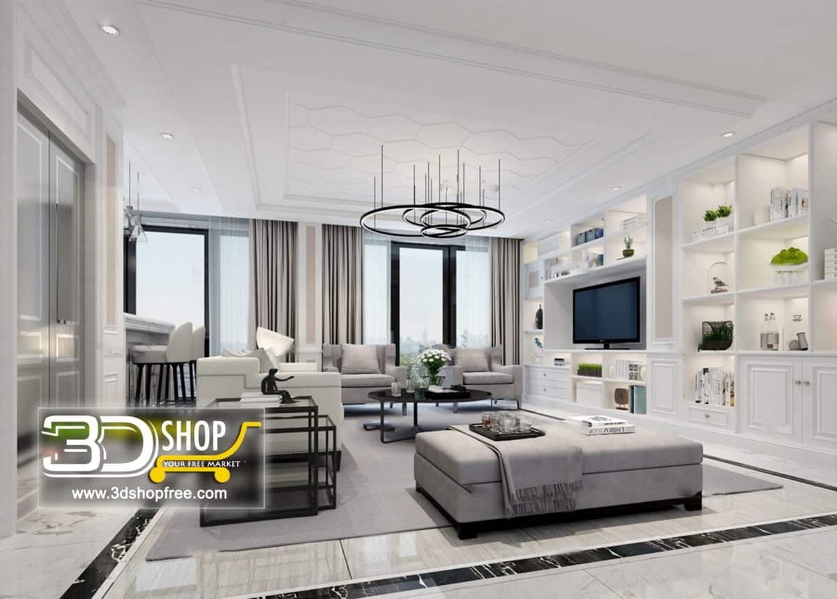 Living Room 3d Max Interior Scene