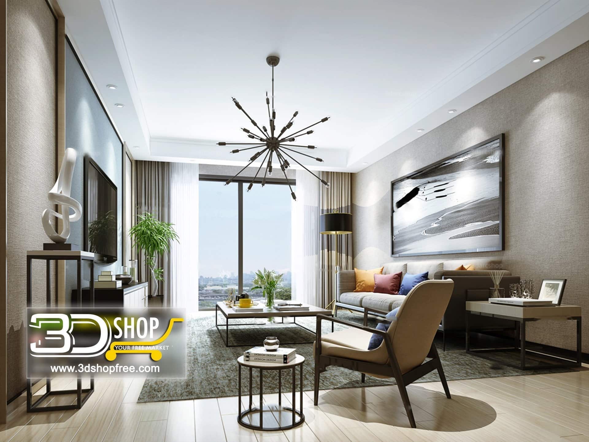 Living Room 3d Max Interior Scene