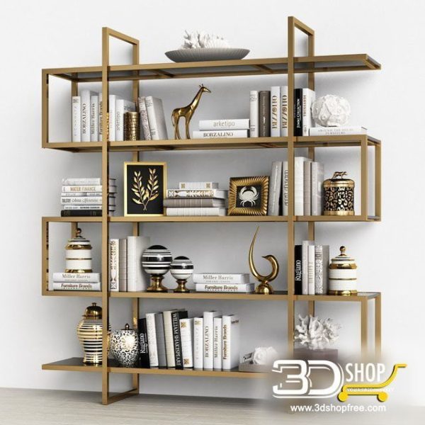 Library Decorative Shelves 3d Models 075
