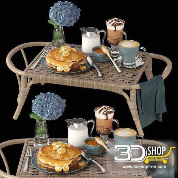 Bed Breakfast Table 3D Model 018