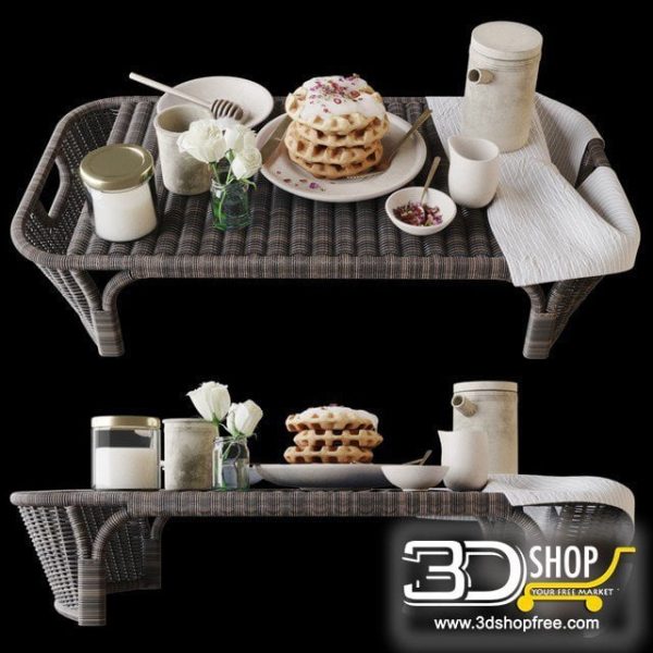 Bed Breakfast Table 3D Model 019