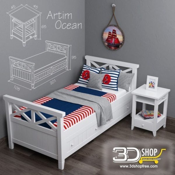 Kids Bed 3D Model 015