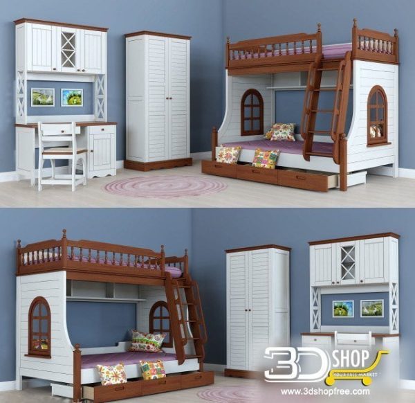 Kids Bed 3D Model 017