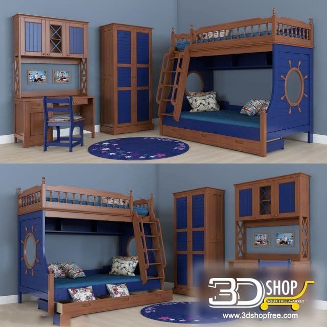Kids Bed 3D Model 037