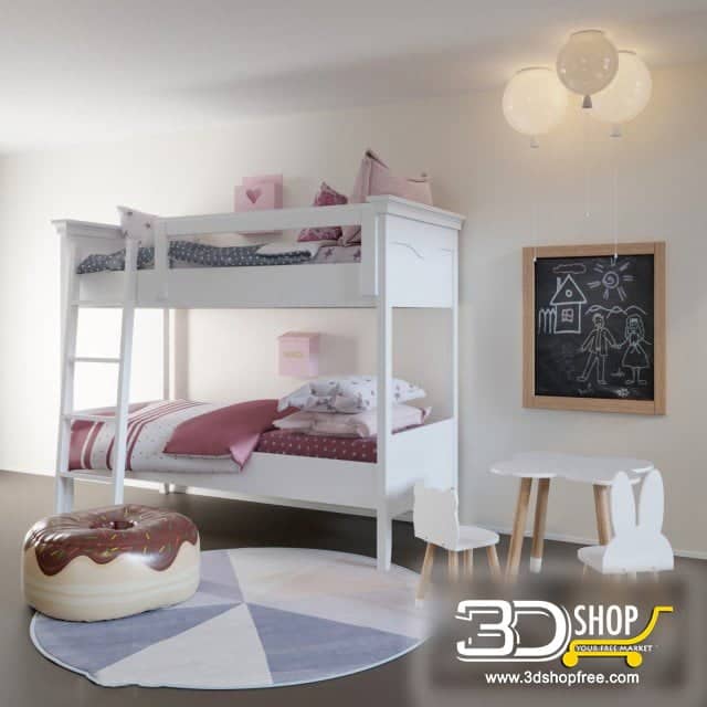 Kids Bed 3D Model 038