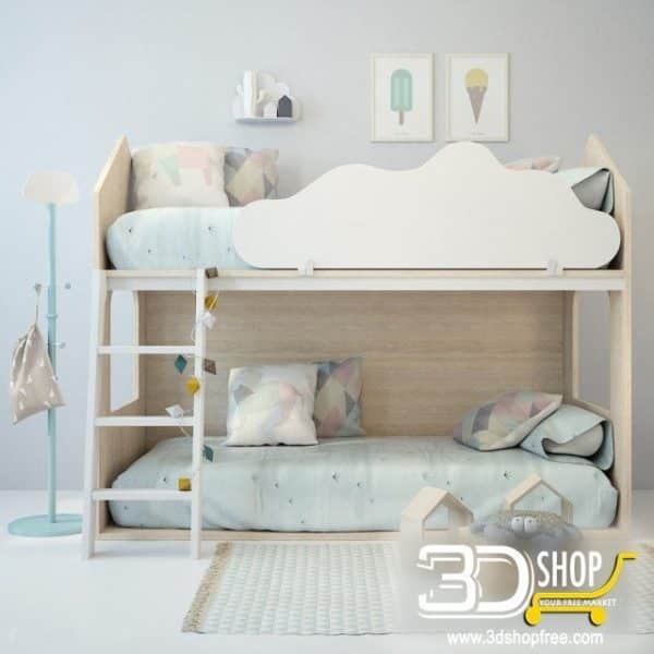 Kids Bed 3D Model free