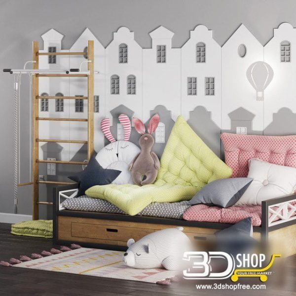 Kids Bed 3D Model 050