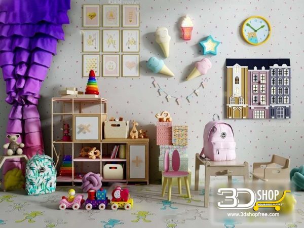 Child room Decorative Set 3d Models 080