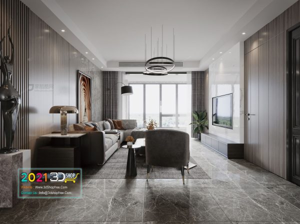 A011 Living Room Interior Scene V-Ray Render