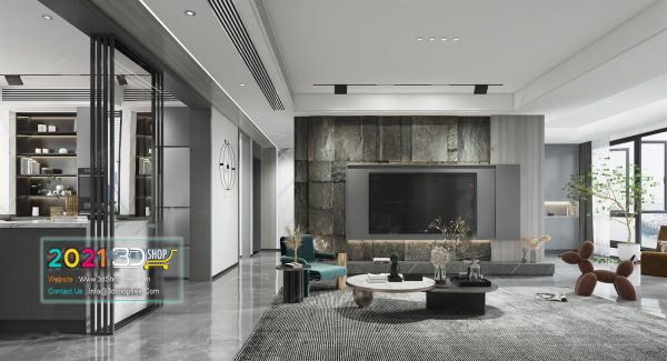 A016 Living Room Interior Scene V-Ray Render