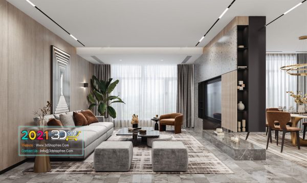 A031 Living Room Interior Scene V-Ray Render