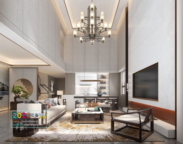 A045 Living Room Interior Scene V-Ray Render