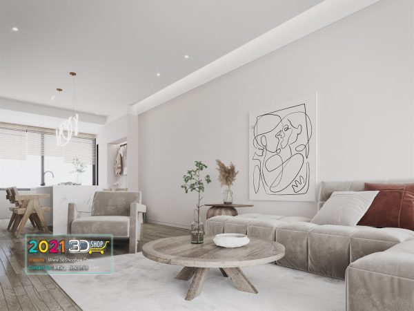 A057 Living Room Interior Scene V-Ray Render