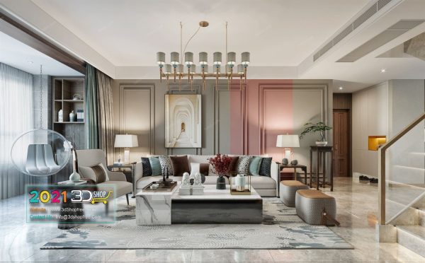 Living Room Interior Scene Corona Render C005