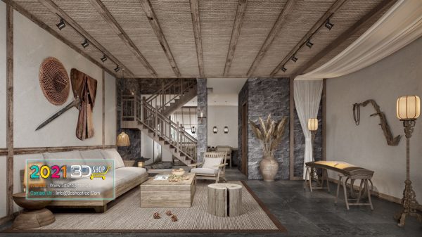 Living Room Interior Scene Corona Render C014