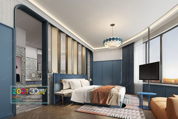 Bedroom Interior Scene Vray Render C016