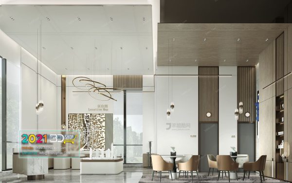 lobby interior scene corona render C025