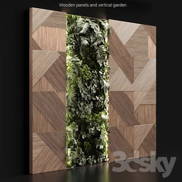 Wooden Panels And Vertical Garden 3D Model